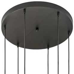 6-Lichts vide hanglamp smoke glas met reliëf