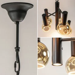 5-Lichts vide hanglamp textured black excl lichtbronnen