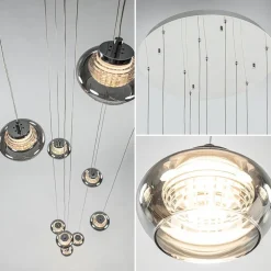 10-Lichts videlamp chroom/smoke glas inclusief dimbaar LED