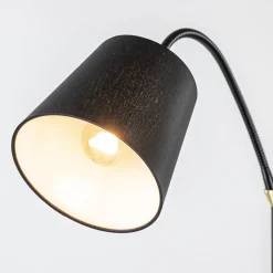 2-Lichts vloerlamp zwart/goud met flexibele armen