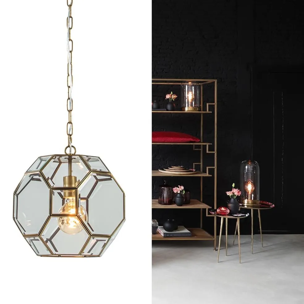 Light & Living hanglamp Lennox brons met helder glas
