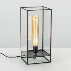 Light & Living tafellamp Solas zwart met glas