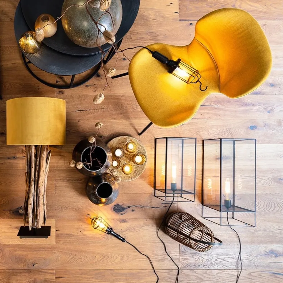 Light & Living tafellamp Solas zwart met glas