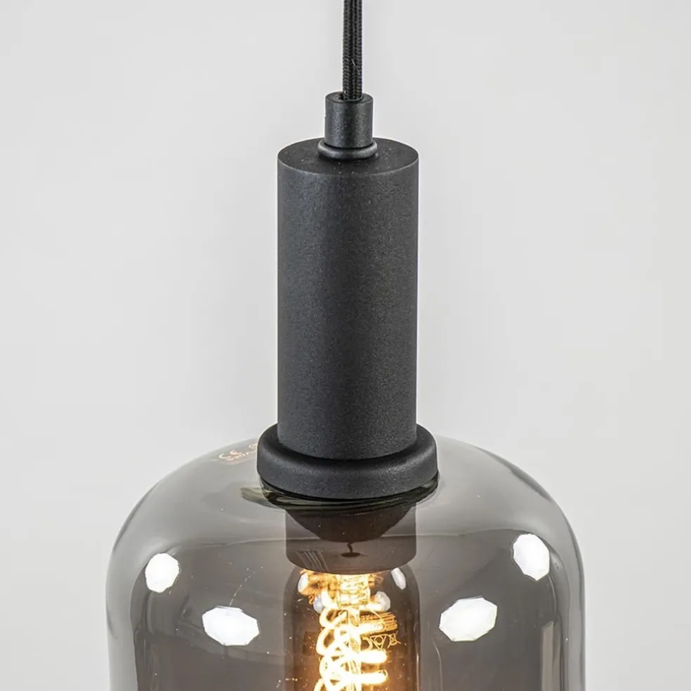 Light and Living hanglamp Lekar zwart met smoke glas klein