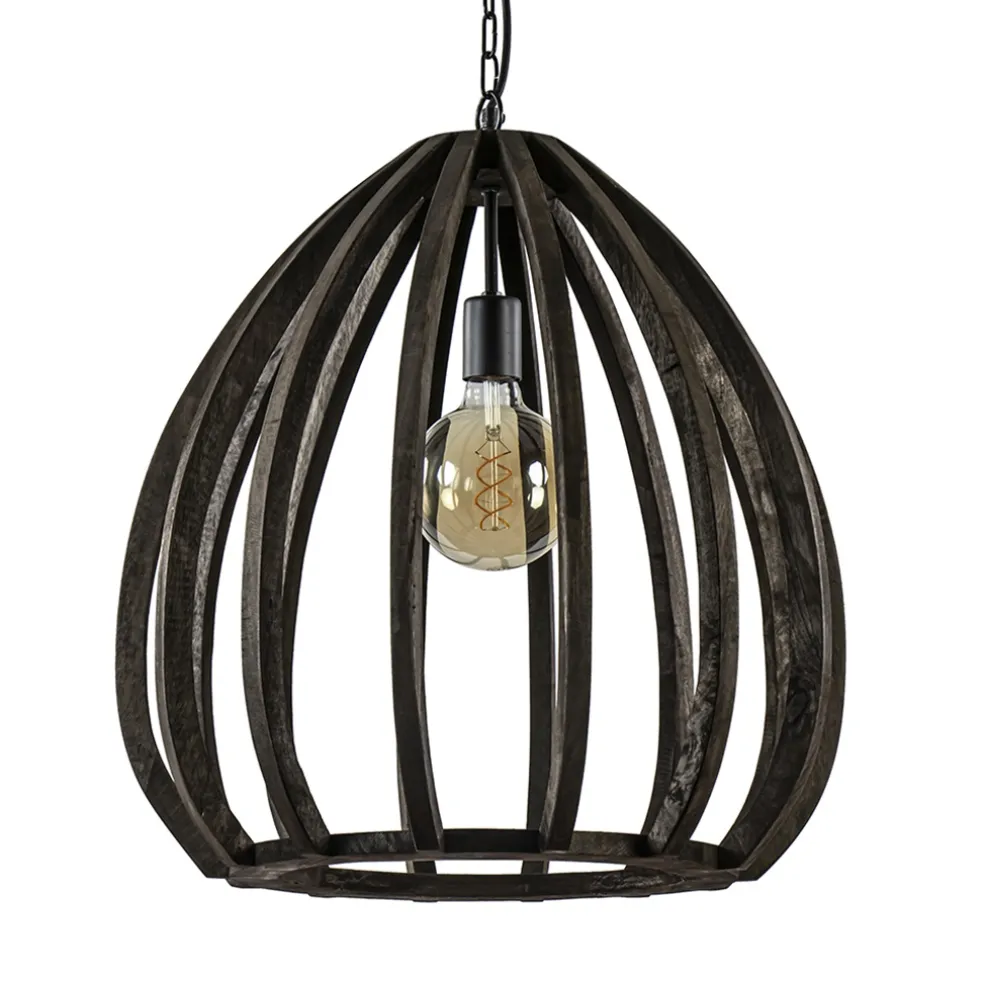 Light and Living hanglamp Barsia wood dark brown