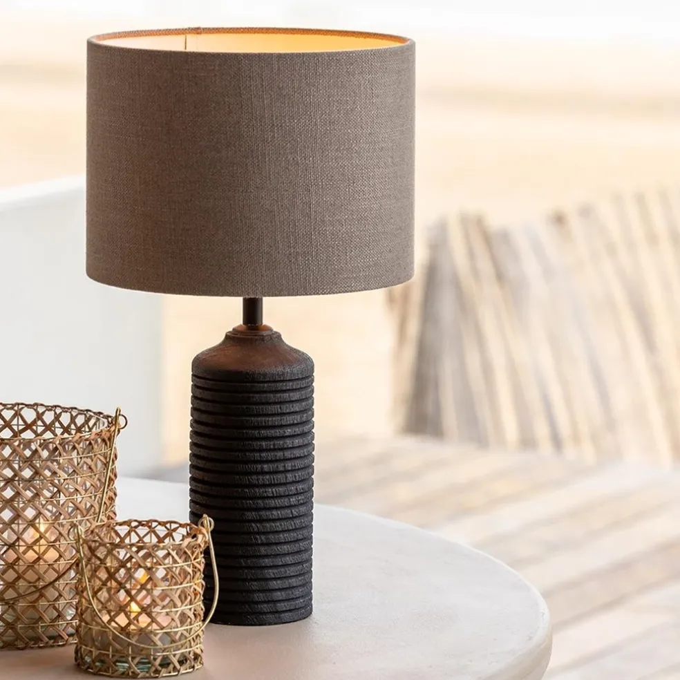 Light and Living lampvoet Paolo zwart hout excl. kap