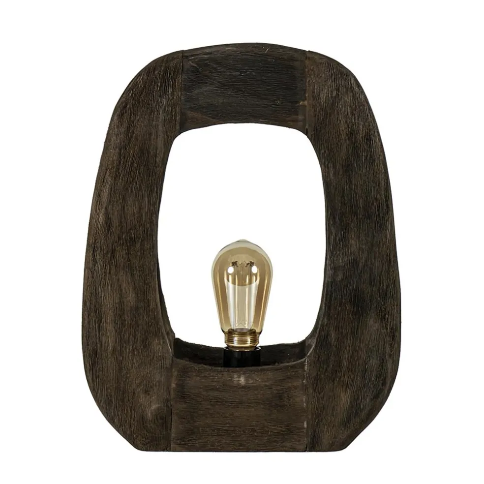 Light and Living tafellamp Kelafo hout chocolade bruin