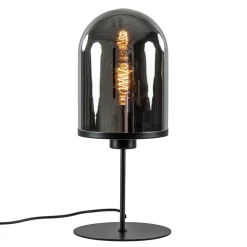 Light and Living tafellamp Maverick zwart met smoke glas