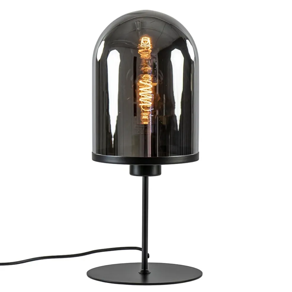 Light and Living tafellamp Maverick zwart met smoke glas