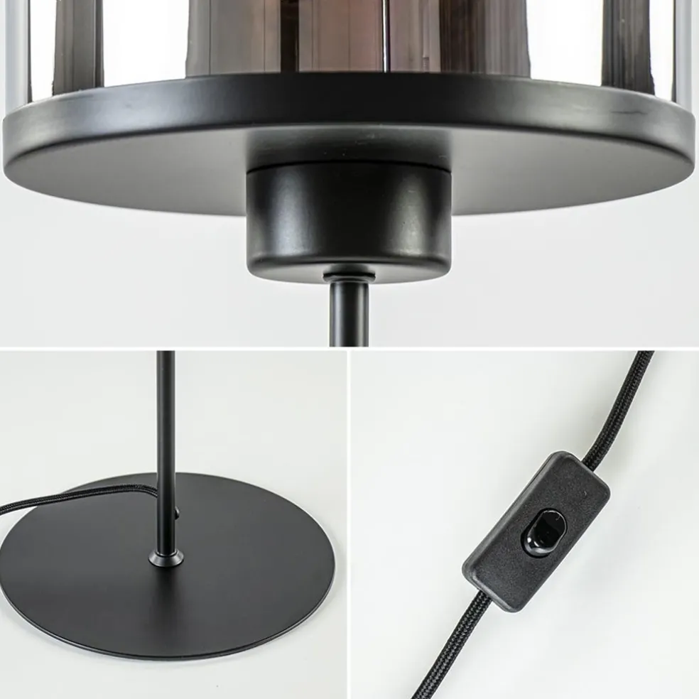 Light and Living tafellamp Maverick zwart met smoke glas