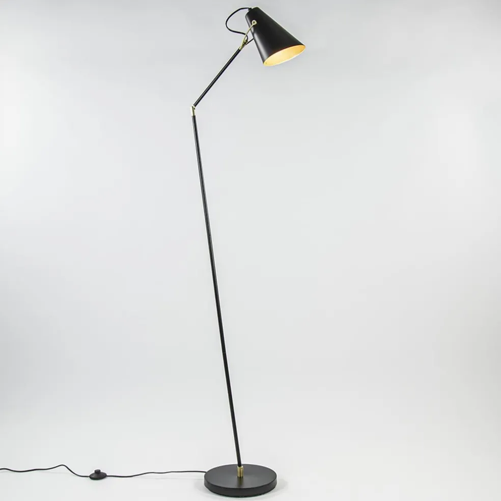 Light and Living vloerlamp Barre zwart met goud verstelbaar