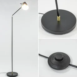 Light and Living vloerlamp Barre zwart met goud verstelbaar