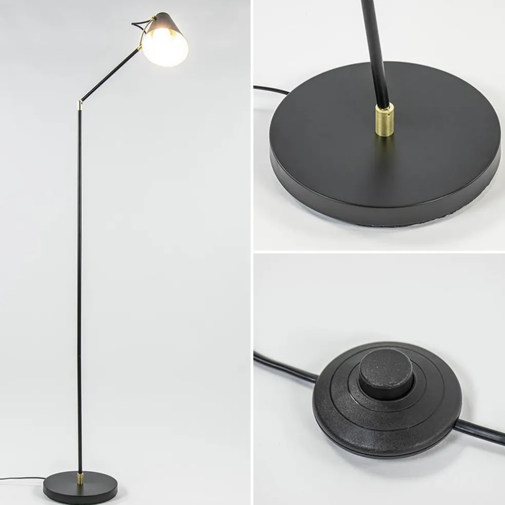 Light and Living vloerlamp Barre zwart met goud verstelbaar