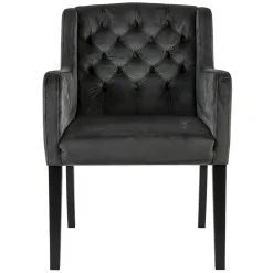 Luxe armstoel velvet mid grey met zwarte eiken poot