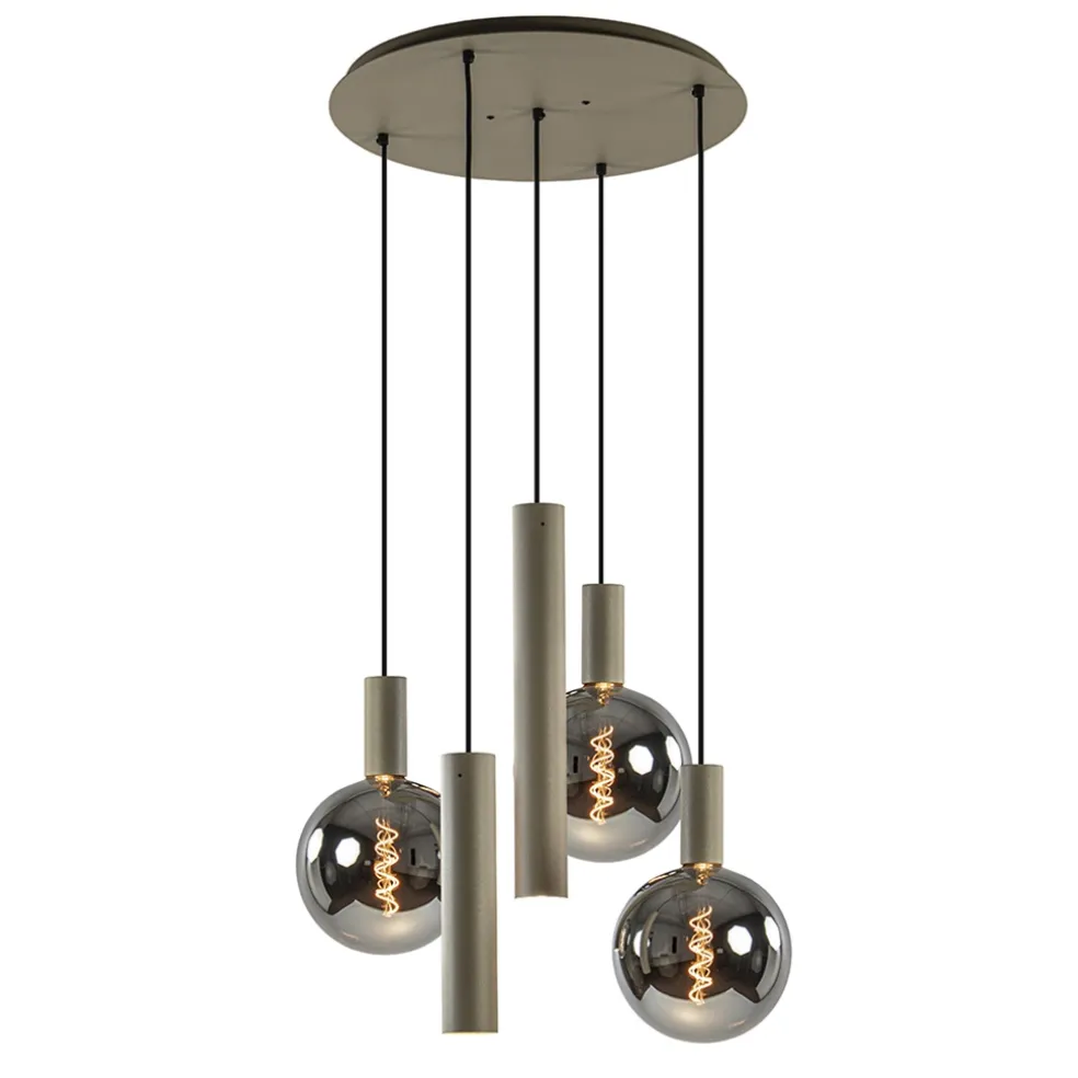 Luxe hanglamp 5-lichts rond quartz