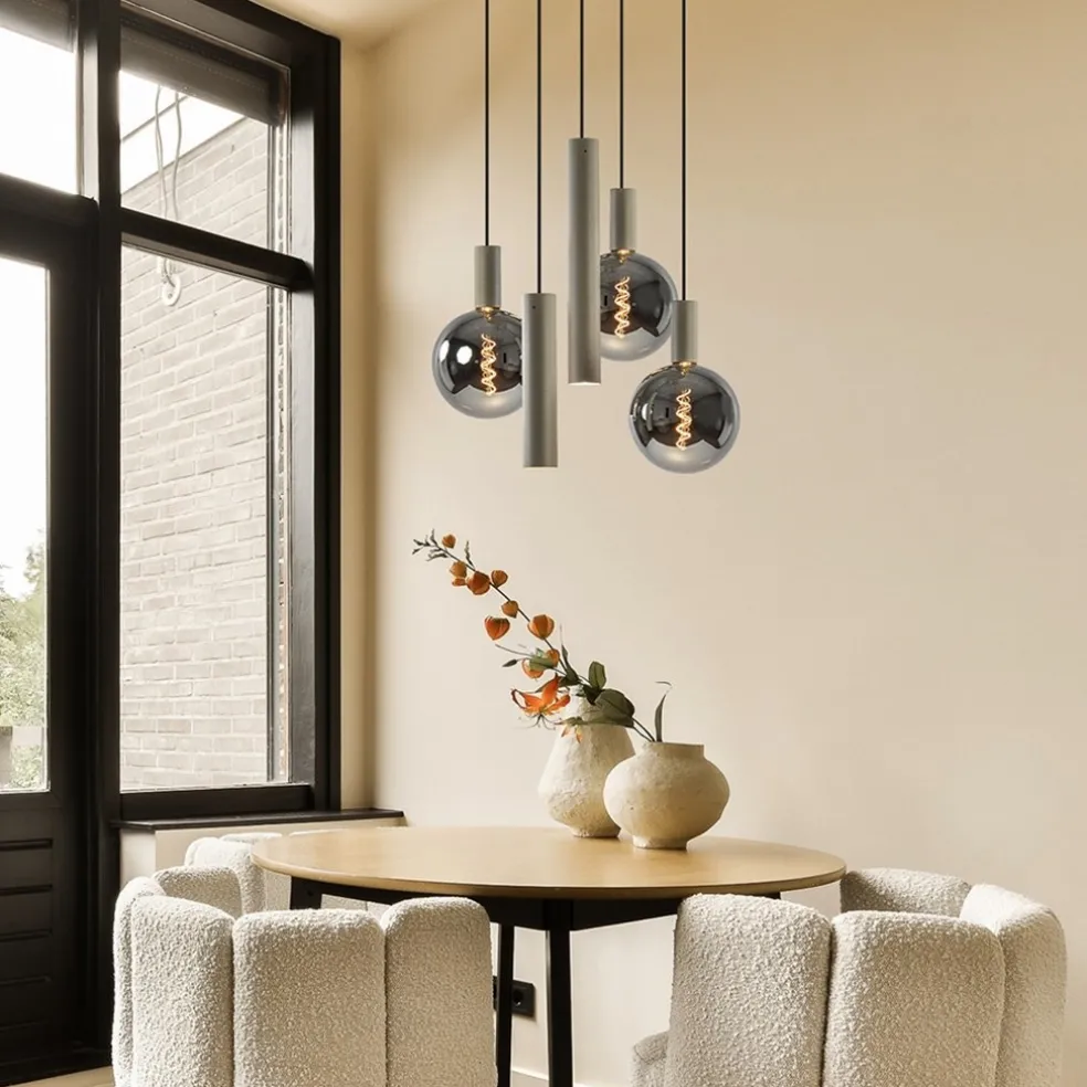 Luxe hanglamp 5-lichts rond quartz