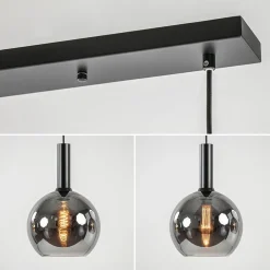 Luxe 4-lichts eettafelhanglamp met smoke glazen bollen