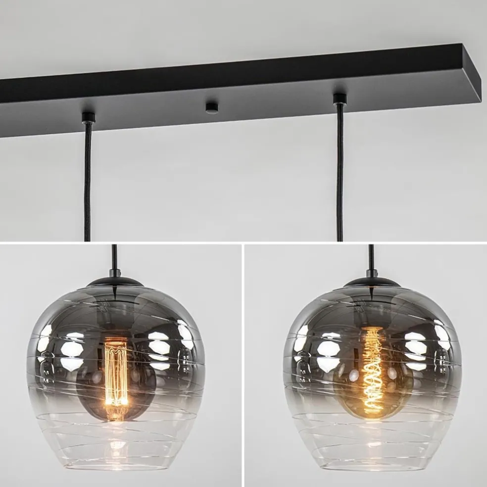 Luxe 5-lichts eettafelhanglamp smoke glas met verloop