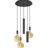 Luxe 5-lichts hanglamp mat zwart E27+GU10 rond