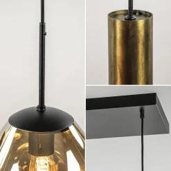 Luxe 6-lichts hanglamp met goud glas en cilinders
