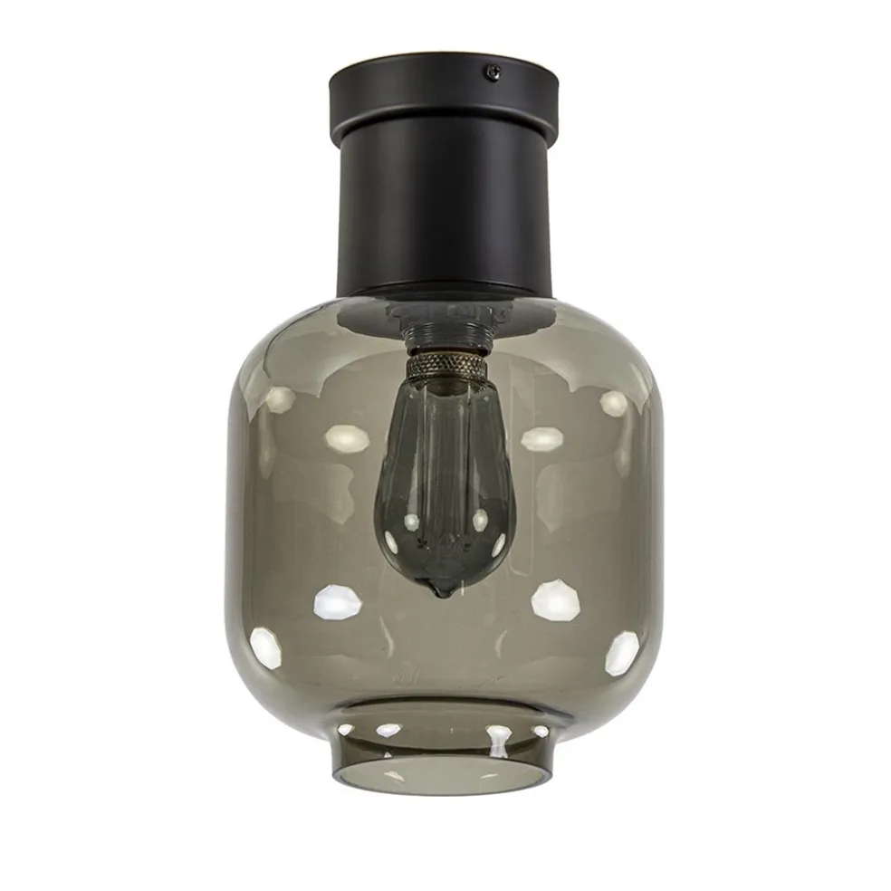 Luxe plafondlamp met zwart glas