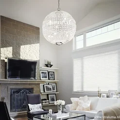 Luxe ronde hanglamp kristal met chroom