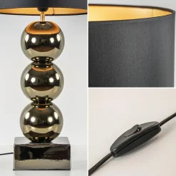 Luxe tafellamp goud inclusief kap zwart/goud