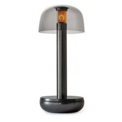 Luxe tafellamp op batterij dimbaar titanium/smoke