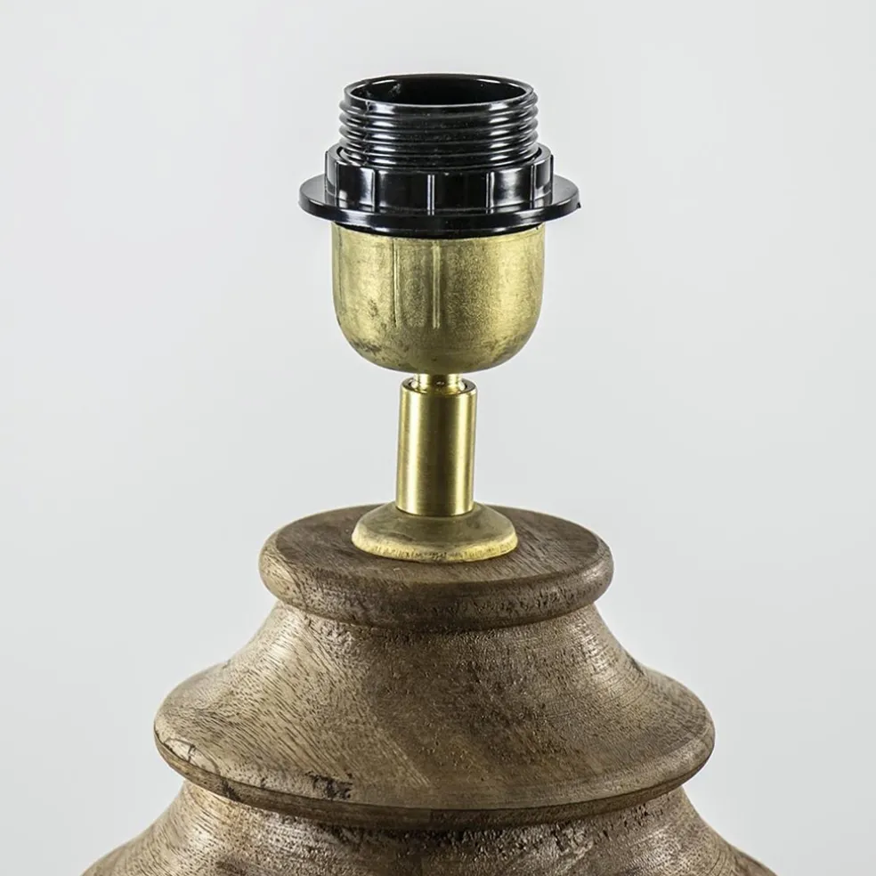 Massief houten lampvoet Milazzo met bronzen fitting