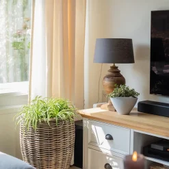 Massief houten lampvoet Milazzo met bronzen fitting