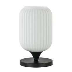 Mat witte tafellamp met zwarte voet