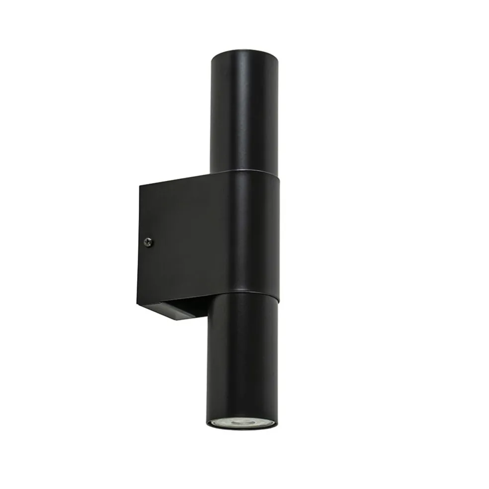 Mat zwarte cilinder wandlamp up+down