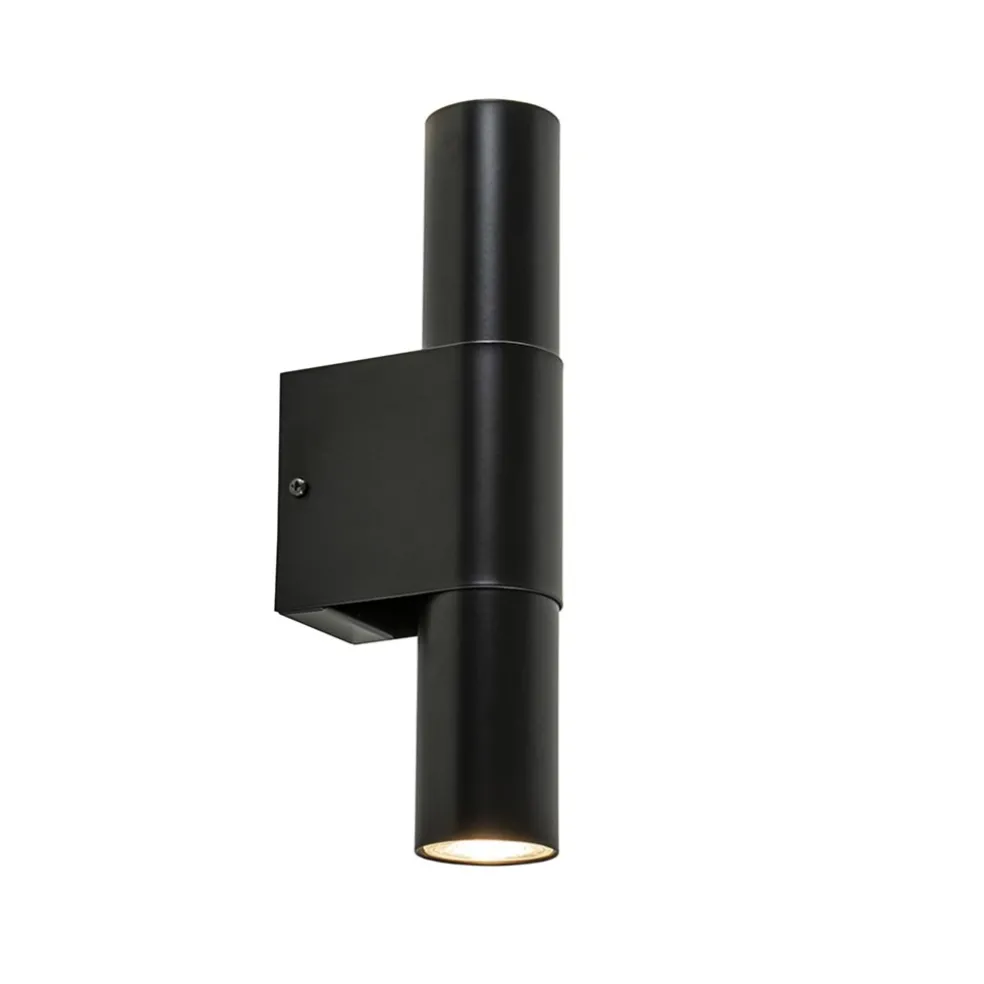 Mat zwarte cilinder wandlamp up+down