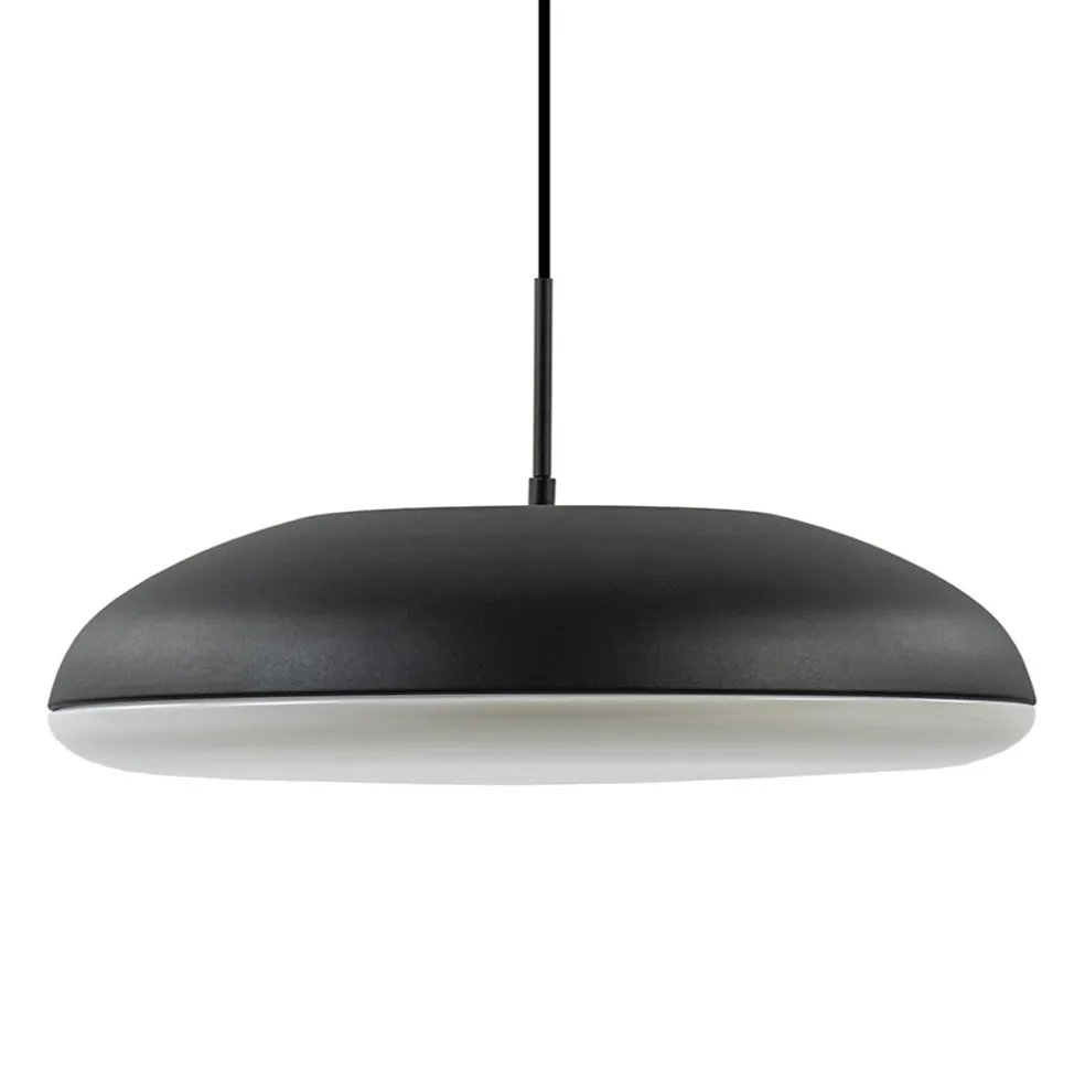 Mat zwarte hanglamp koepel met witte kap