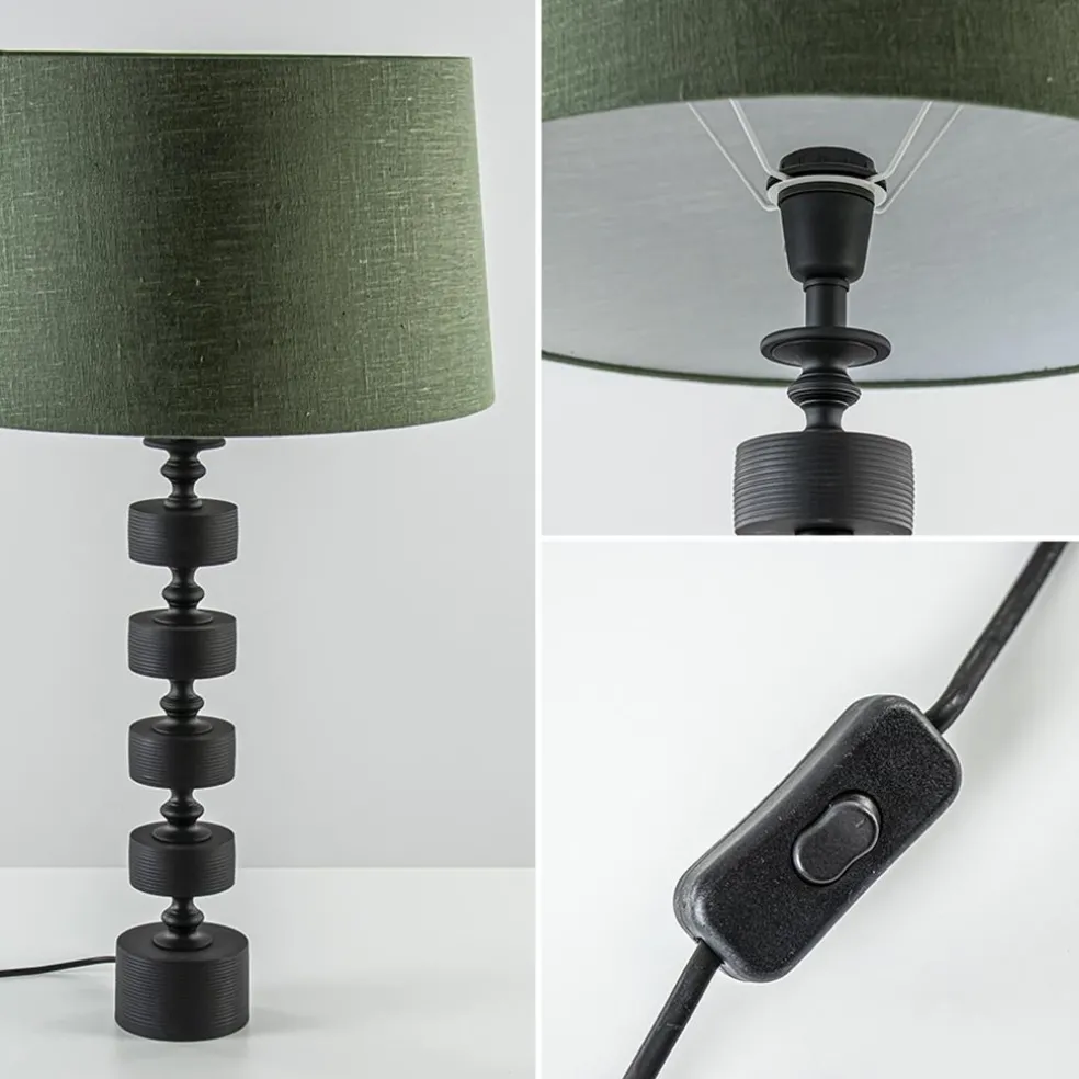 Mat zwarte lampvoet Gody exclusief kap