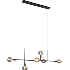 Mat zwarte 6-lichts hanglamp exclusief lichtbronnen