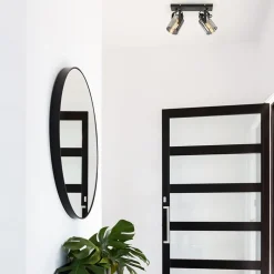 Mat zwarte 2-lichts plafondlamp met smoke glas