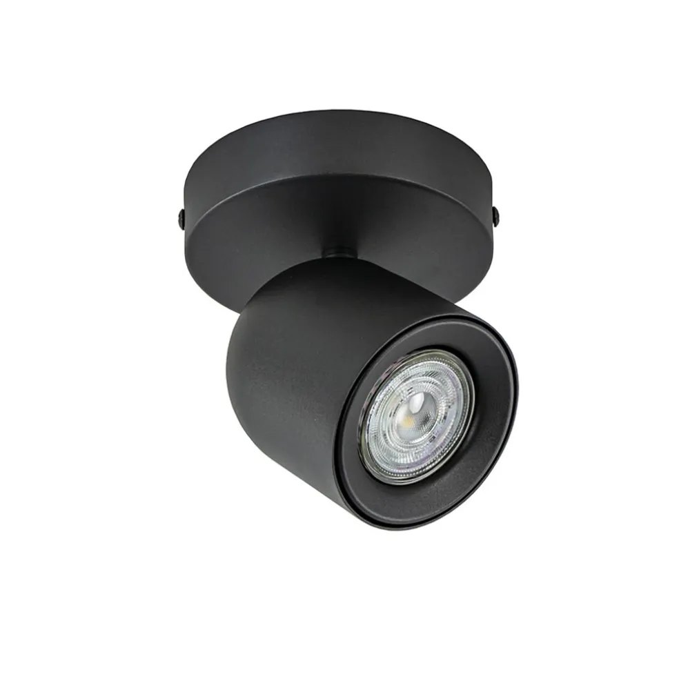 Mat zwarte opbouwspot 1-lichts verstelbaar