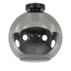 Mat zwarte plafondlamp met smoke glazen bol 30 cm