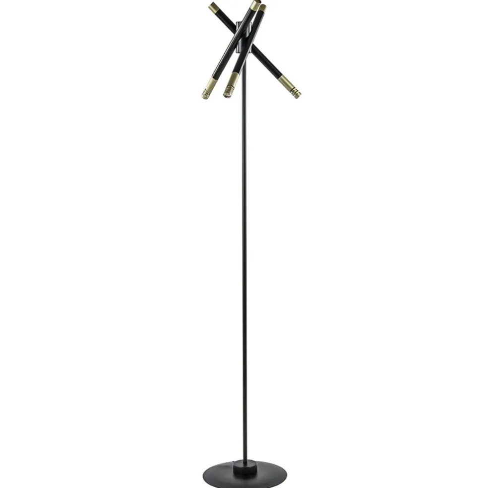 Mat zwarte vloerlamp G9 met gouden accenten