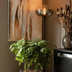 Mat zwarte vloerlamp met smoke glas gradient