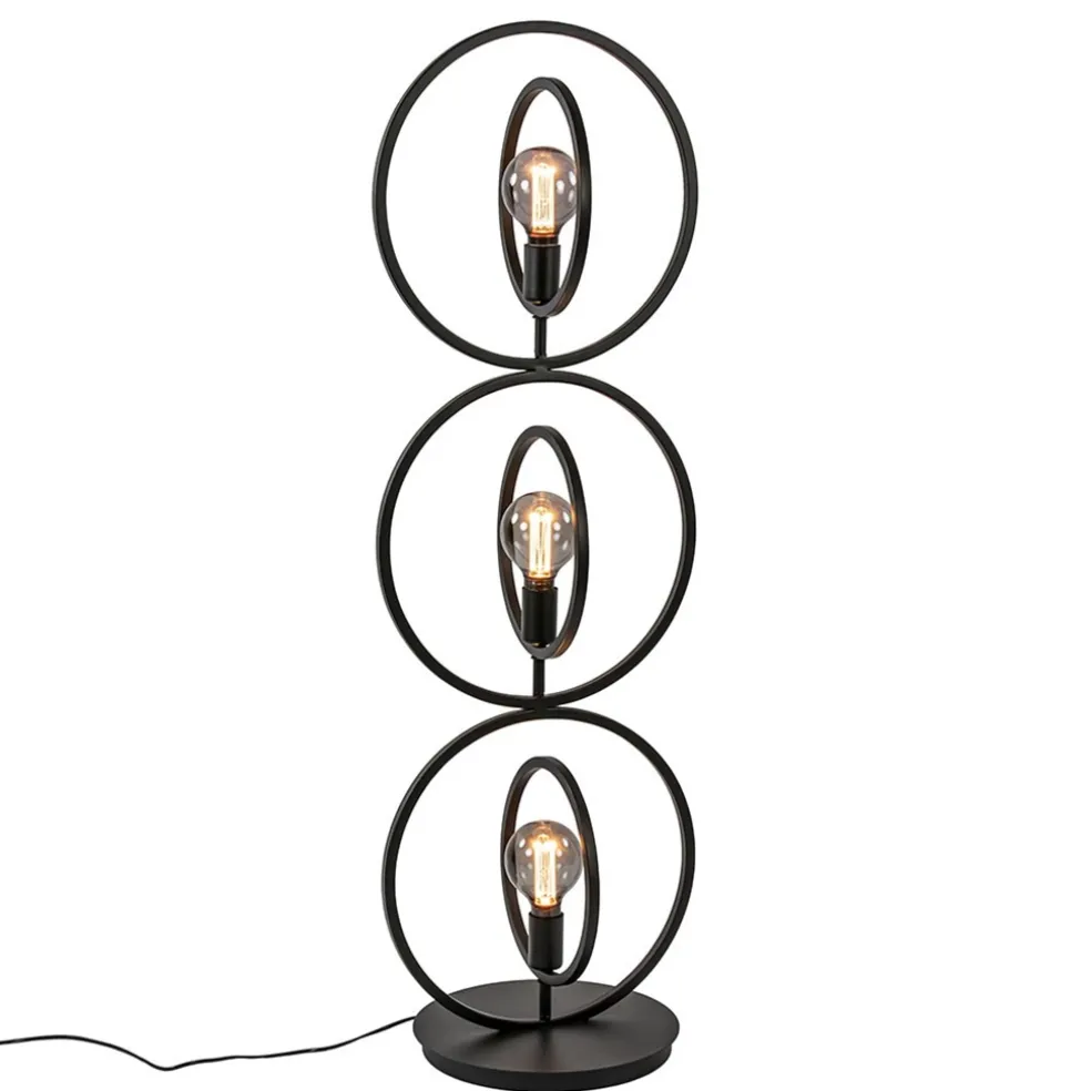 Mat zwarte vloerlamp rings