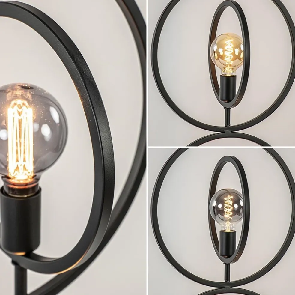Mat zwarte vloerlamp rings