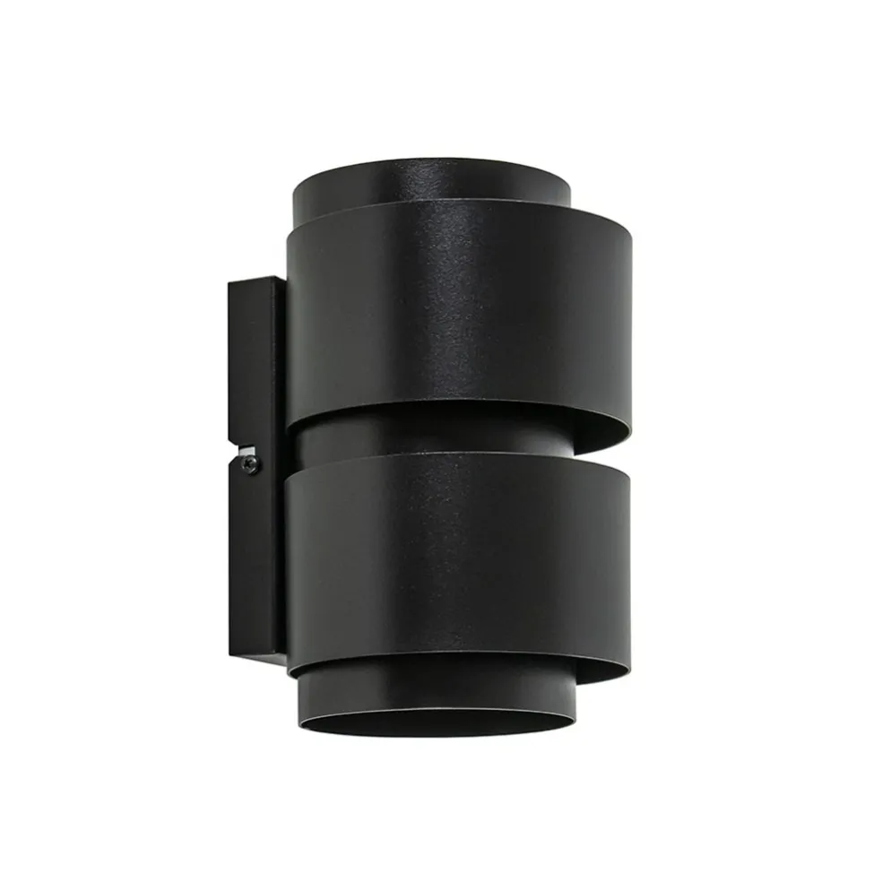 Mat zwarte wandlamp cilinder up+down G9