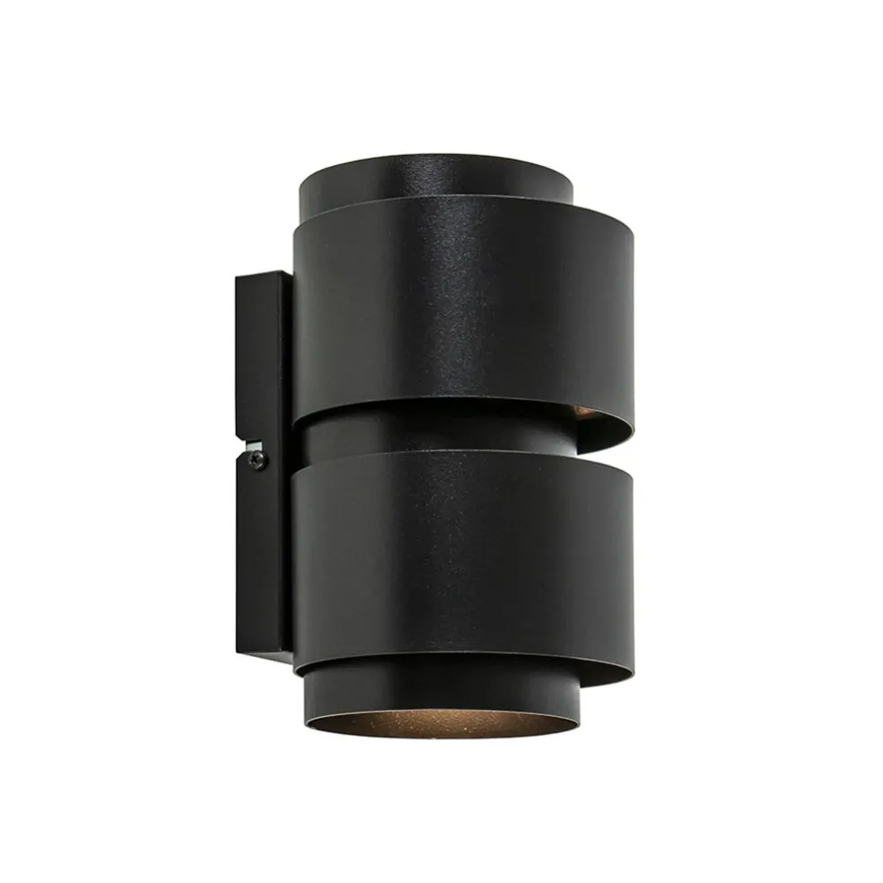 Mat zwarte wandlamp cilinder up+down G9