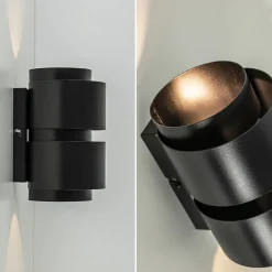 Mat zwarte wandlamp cilinder up+down G9