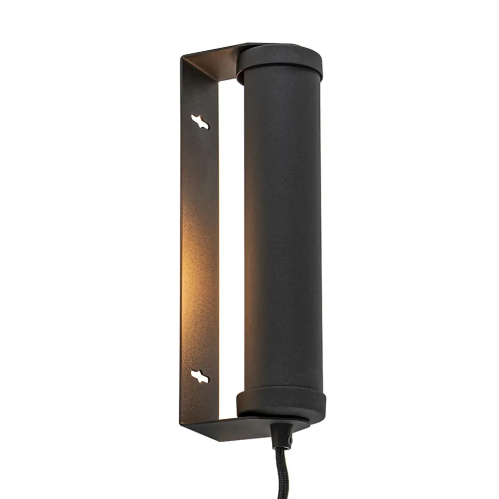 Mat zwarte wandlamp met snoer