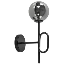 Mat zwarte wandlamp trompet met smoke glas