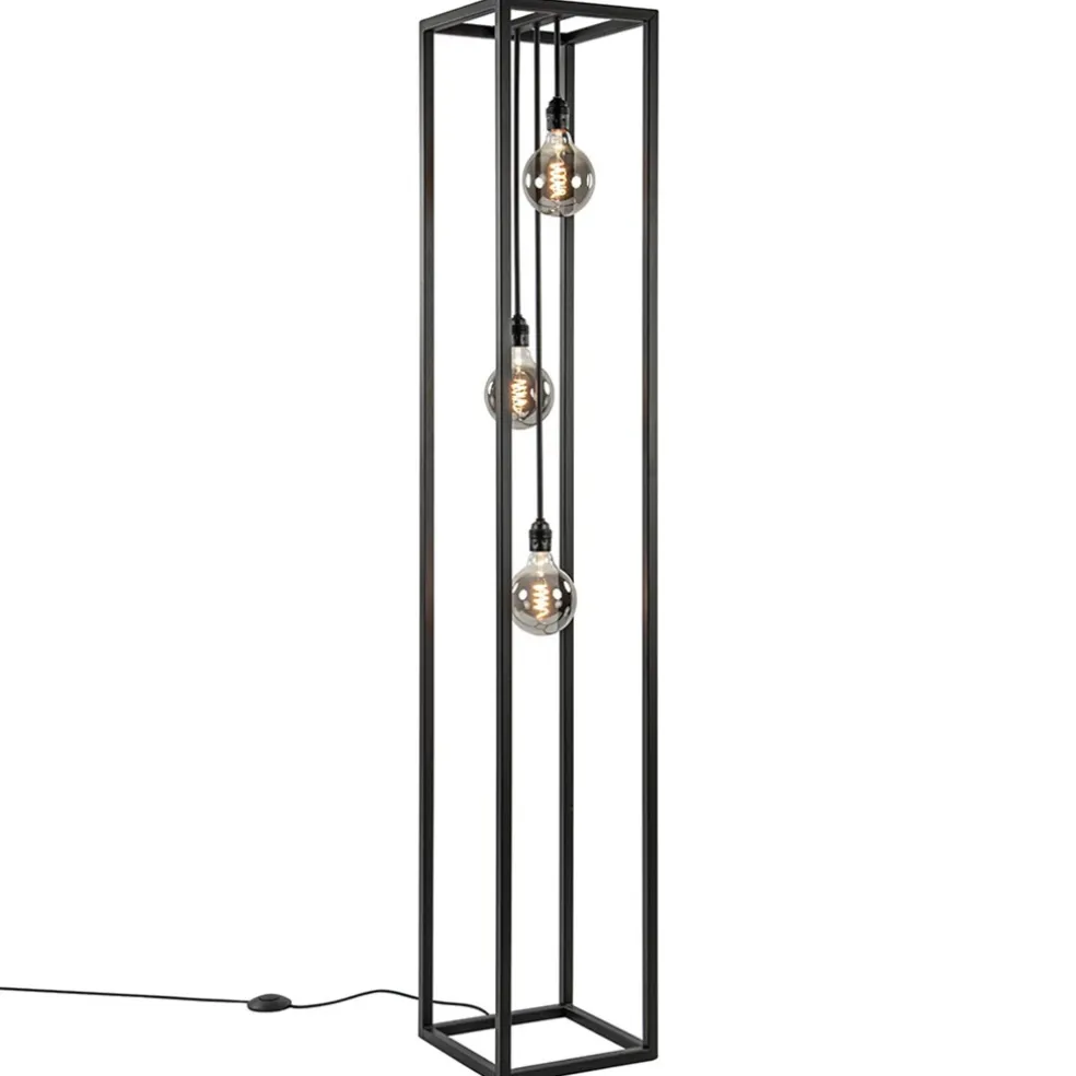 Metalen design vloerlamp zwart frame rechthoek