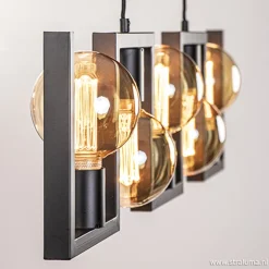 Metalen eettafel hanglamp zwart frame